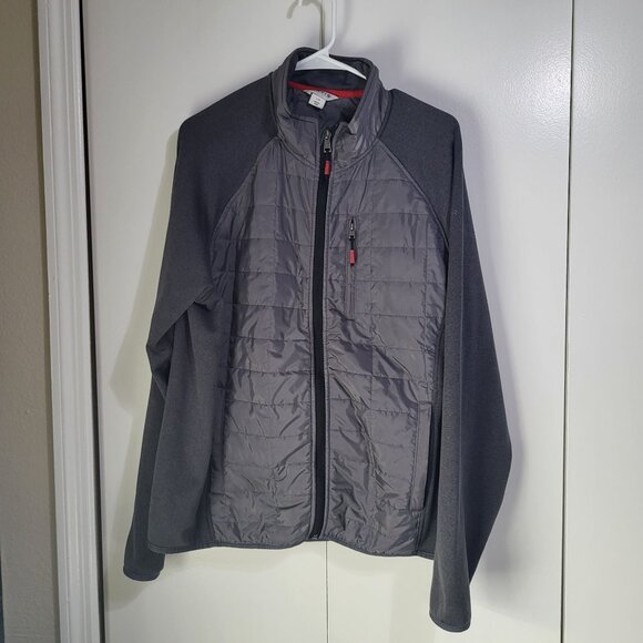 Orvis Other - Orvis Mens Mixed Media Quilted Gray Black Full Zip Jacket SZ LG